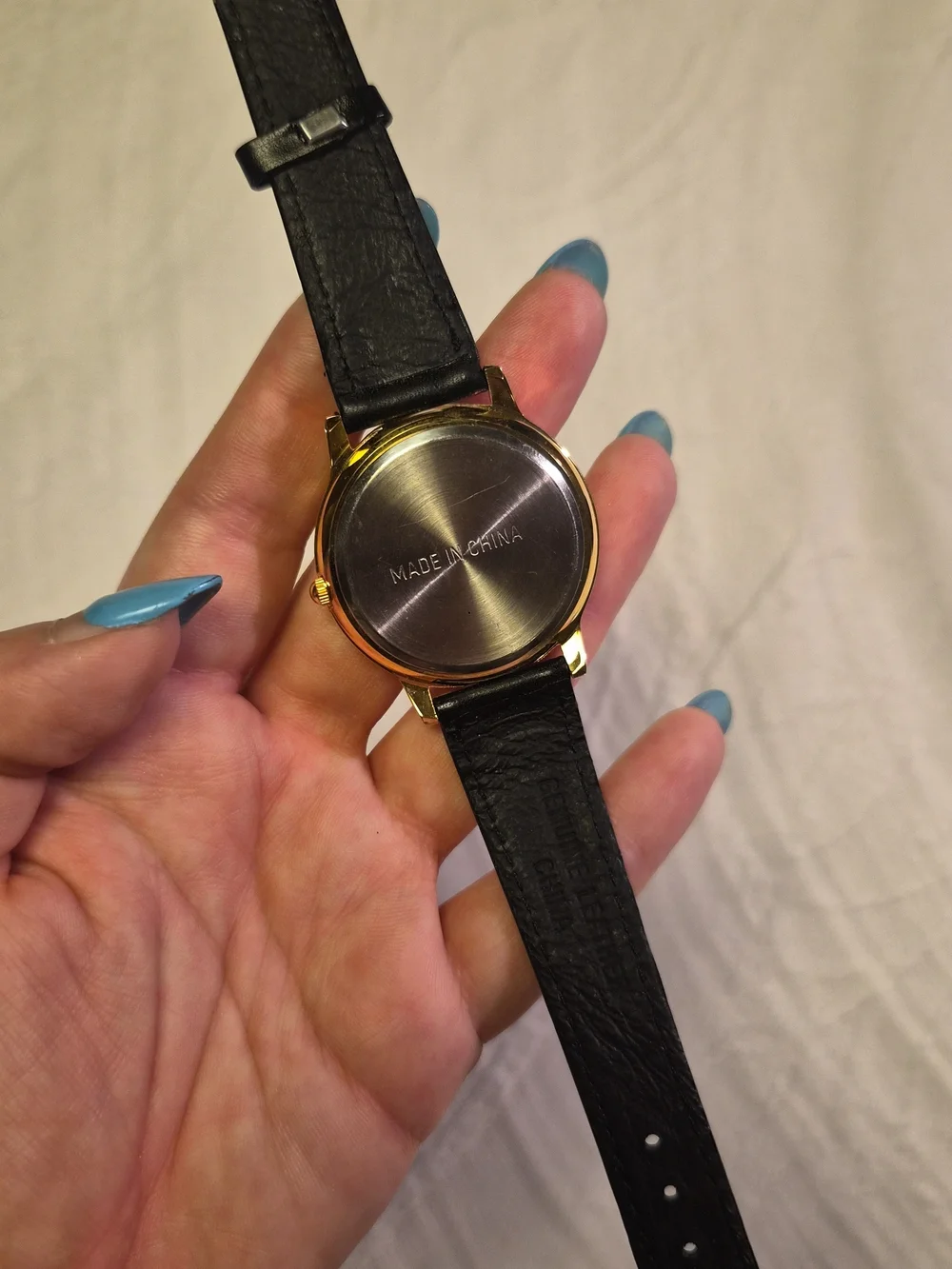 Vintage President Bill Clinton Watch Growing Nose Black Leather Band Gold Tone ✨